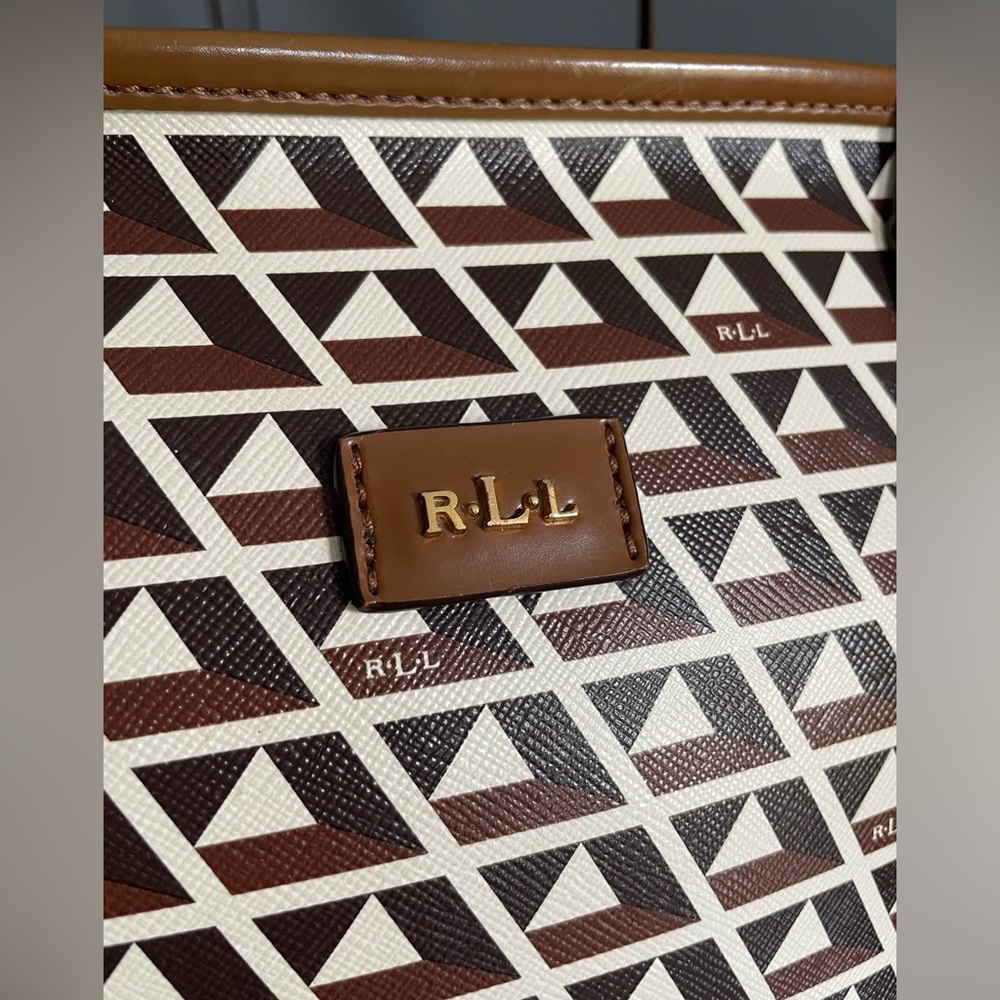 Ralph Lauren Brown, White & Tan Geometric Tote - Picture 2 of 11